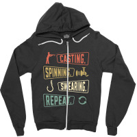 Cast Spinning Swearing Repeat   Angler Angling Fishing Premium Zipper Hoodie | Artistshot