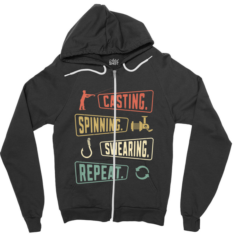 Cast Spinning Swearing Repeat   Angler Angling Fishing Premium Zipper Hoodie | Artistshot