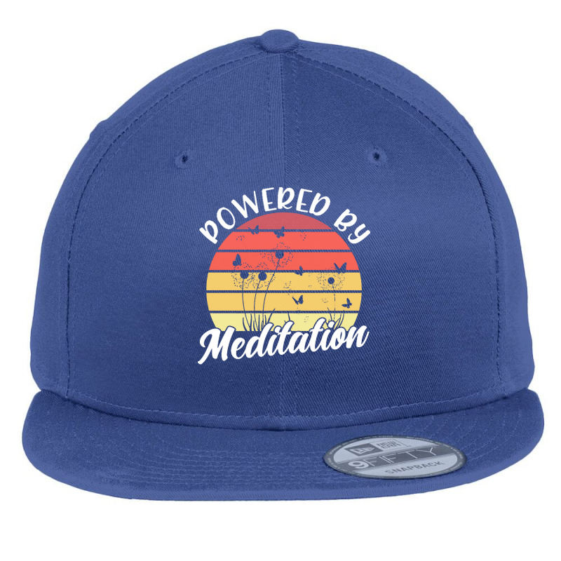 Meditation T  Shirt Powered By Meditation Meditation Spiritual Buddhis Flat Bill Snapback Cap by shanie31601 | Artistshot