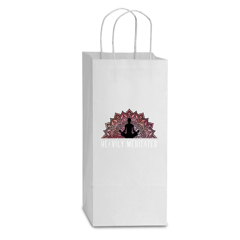 Heavily Meditated   Spiritual Daily Meditation Yoga T Shirt Double Wine Paper Bag - 6 1/2 X 3 1/2 X 12 3/8 | Artistshot