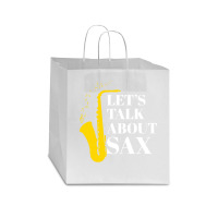 Saxophone Pun T  Shirt Let’s Talk About Sax Star Paper Bag - 13 X 7 X 13 | Artistshot