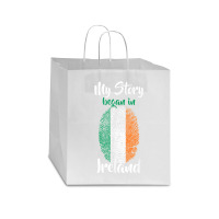 Irish Pride Fingerprint   My Story Started In Ireland Flag T Shirt Star Paper Bag - 13 X 7 X 13 | Artistshot