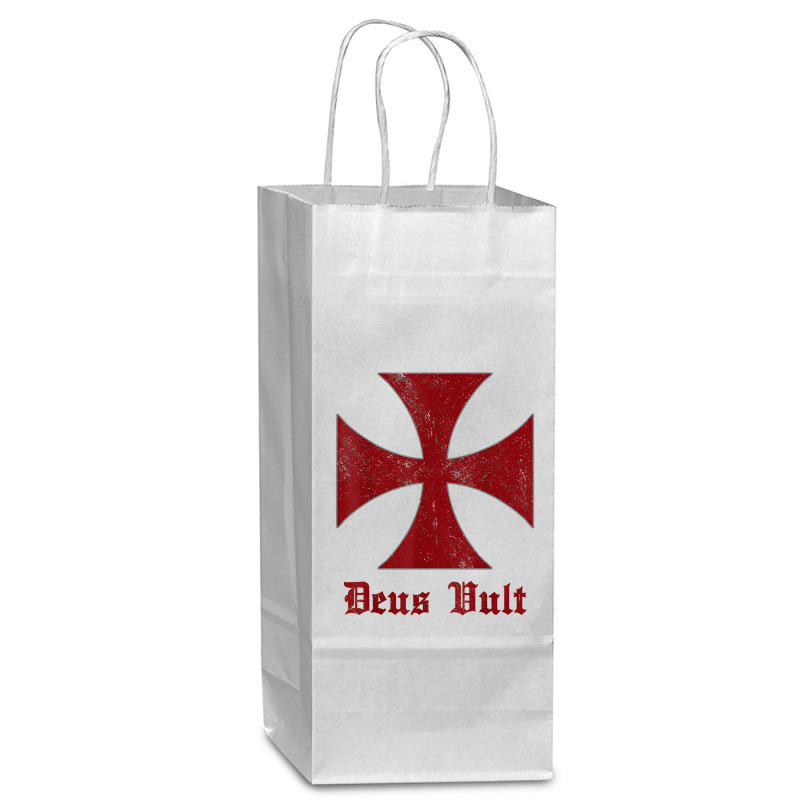 Deus Vult Templar Order Knights Templar Holy Cross Helmet T Shirt Wine Paper Bag - 5 1/2 X 3 1/4 X 13 | Artistshot