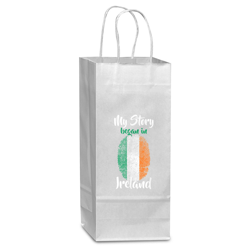 Irish Pride Fingerprint   My Story Started In Ireland Flag T Shirt Wine Paper Bag - 5 1/2 x 3 1/4 x 13 by puawhla | Artistshot