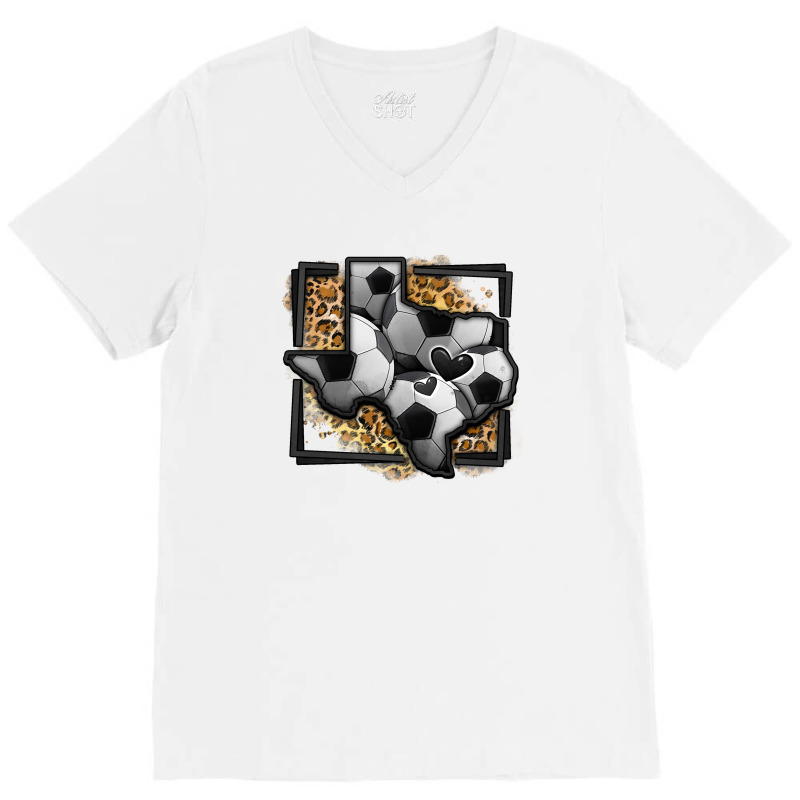 Leopard Soccer Texas Map V-neck Tee | Artistshot