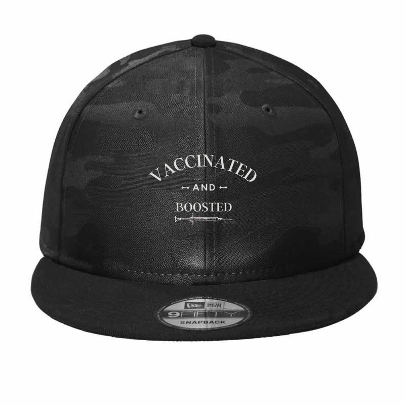 Vaccinated And Boosted Camo Snapback by zuzumanin | Artistshot