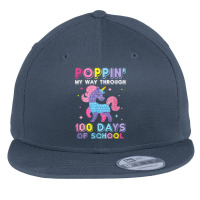 Poppin' My Way Through 100 Days Of School Unicorn Pop It Flat Bill Snapback Cap | Artistshot