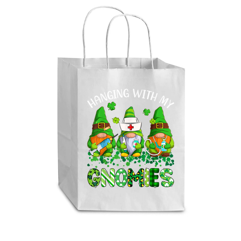 St Patricks Day Hanging With My Gnomies Nurse Stethoscope T Shirt Cub Paper Bag - 8 X 4 1/2 X 10 1/4 | Artistshot