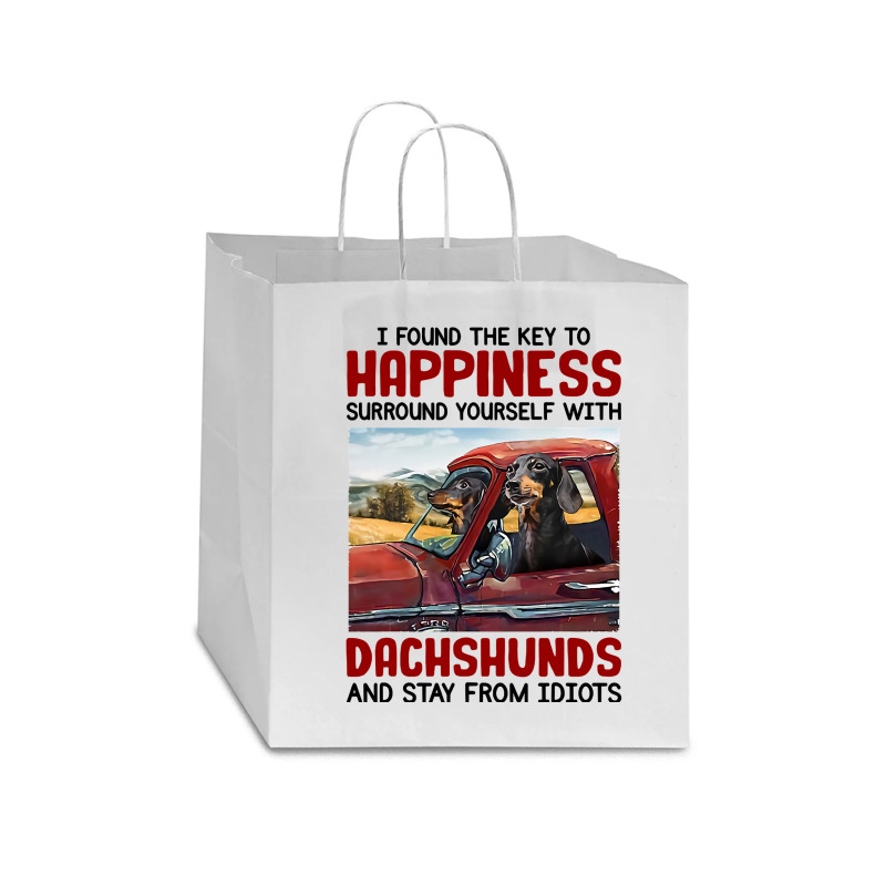 Dachshund Dog I Found Key To Happiness Surround Yourself With Dachshun Star Paper Bag - 13 X 7 X 13 | Artistshot