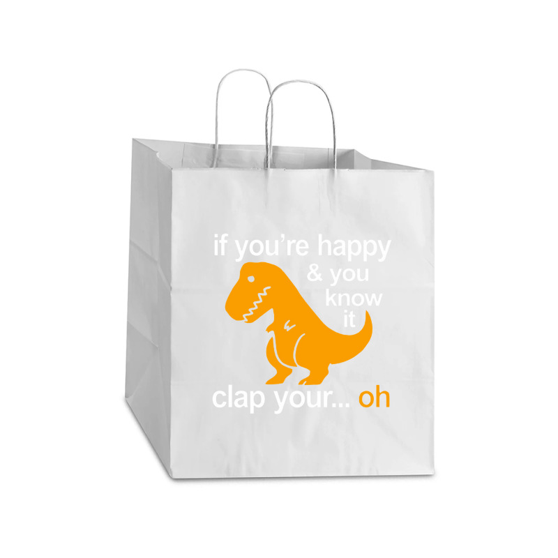 T Rex Clap Your Hands Classic Take Out Paper Bag - 14 X 10 X 15 1/2 | Artistshot