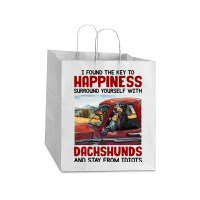 Dachshund Dog I Found Key To Happiness Surround Yourself With Dachshun Take Out Paper Bag - 14 X 10 X 15 1/2 | Artistshot