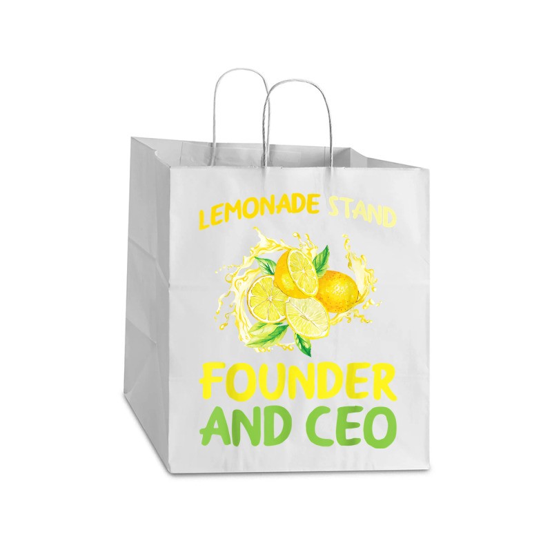 Lemonade Stand Founder And Ceo Lemon Juice Boss T Shirt Take Out Paper Bag - 14 X 10 X 15 1/2 | Artistshot