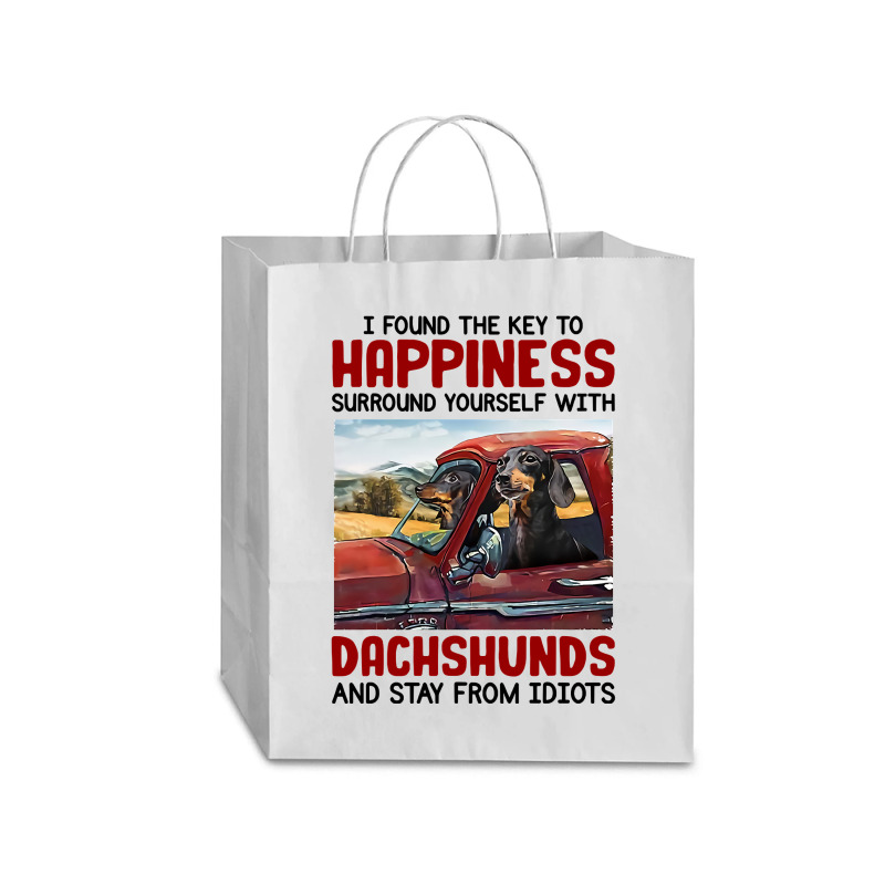 Dachshund Dog I Found Key To Happiness Surround Yourself With Dachshun Traveler Paper Bag -13 X 6 X 15 3/4 | Artistshot