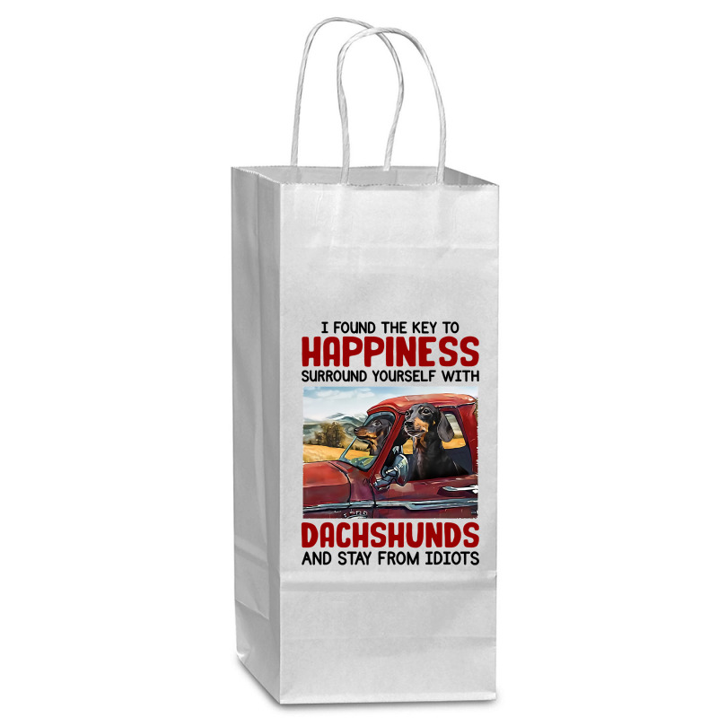 Dachshund Dog I Found Key To Happiness Surround Yourself With Dachshun Wine Paper Bag - 5 1/2 X 3 1/4 X 13 | Artistshot