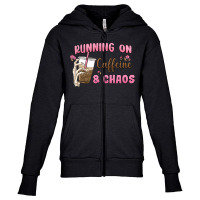 Running On Caffeine & Chaos Youth Zipper Hoodie | Artistshot