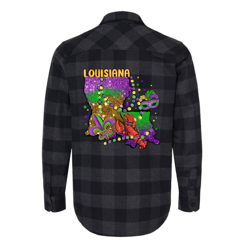 Mardi Gras Louisiana Map Flannel Shirt | Artistshot