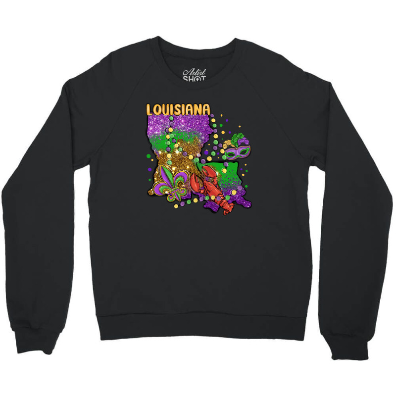 Mardi Gras Louisiana Map Crewneck Sweatshirt | Artistshot