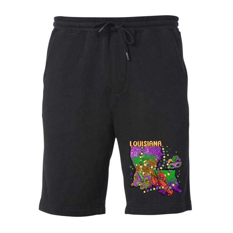 Mardi Gras Louisiana Map Fleece Short | Artistshot