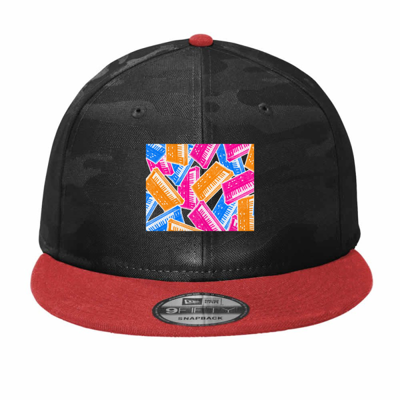 Analog Synthesizer Repeat Pattern Collage Artwork Design Camo Snapback | Artistshot