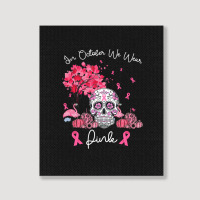 In October We Wear Pink Sugar Skull Moon Breast Cancer Portrait Canvas Print | Artistshot