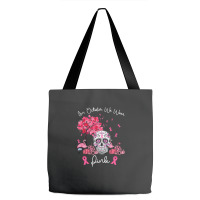 In October We Wear Pink Sugar Skull Moon Breast Cancer Tote Bags | Artistshot