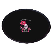 In October We Wear Pink Sugar Skull Moon Breast Cancer Oval Patch | Artistshot