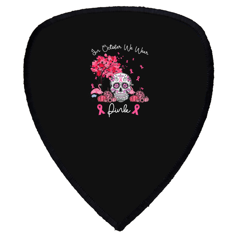 In October We Wear Pink Sugar Skull Moon Breast Cancer Shield S Patch | Artistshot