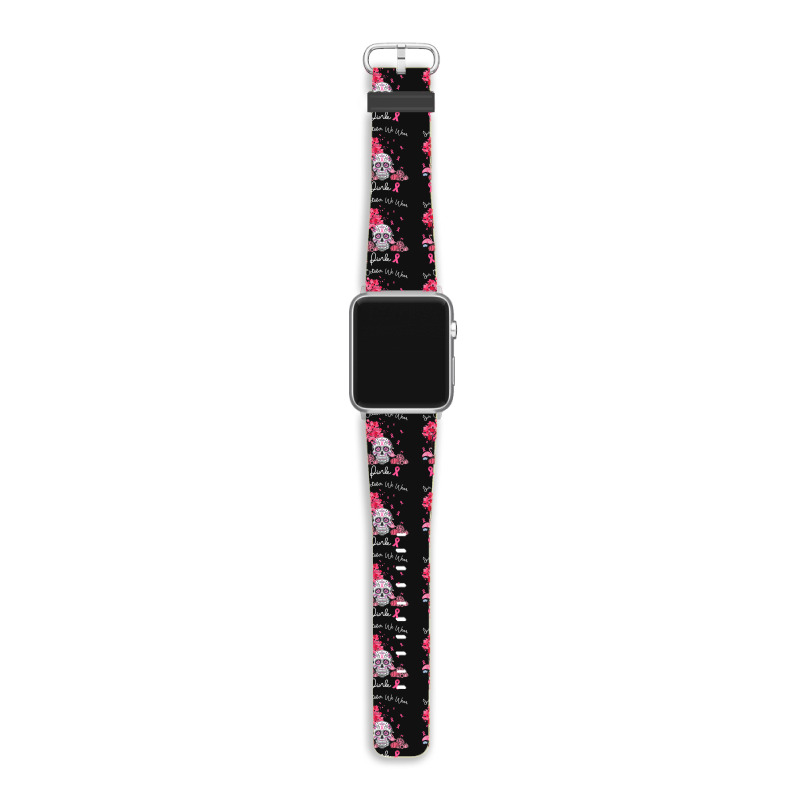 In October We Wear Pink Sugar Skull Moon Breast Cancer Apple Watch Band | Artistshot