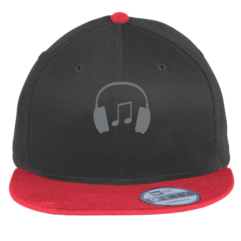 Headphones With Music Note Flat Bill Snapback Cap by AQSRi | Artistshot