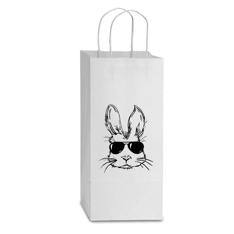 Bunny Face With Sunglasses Easter Day For Boys Men Kids Double wine Paper Bag - 6 1/2 x 3 1/2 x 12 3/8 by bakien89 | Artistshot