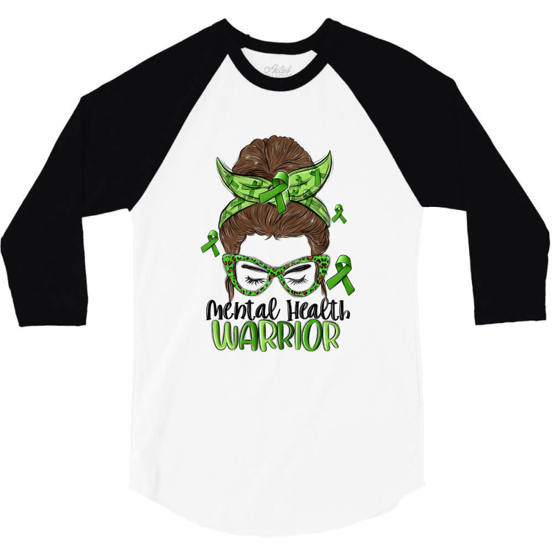 Messy Bun Mental Health Warrior 3/4 Sleeve Shirt | Artistshot