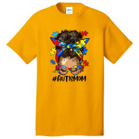 Afro Messy Bun Light Skin Autism Mom Basic T-shirt | Artistshot