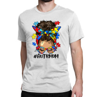 Afro Messy Bun Light Skin Autism Mom Classic T-shirt | Artistshot