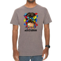 Afro Messy Bun Light Skin Autism Mom Vintage T-shirt | Artistshot