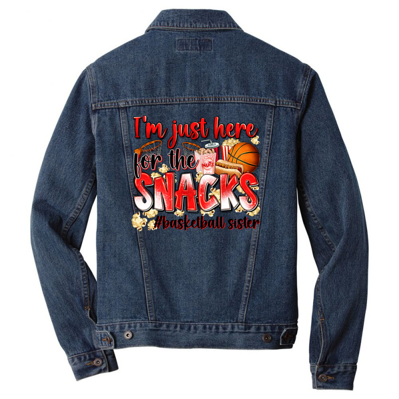 Im Just Here For The Snacks Basketball Sister Men Denim Jacket | Artistshot