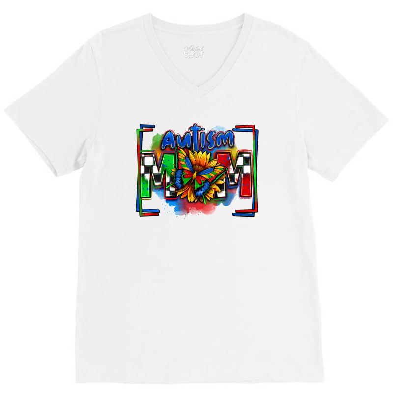 Autism Mom Checkered Flag V-neck Tee | Artistshot