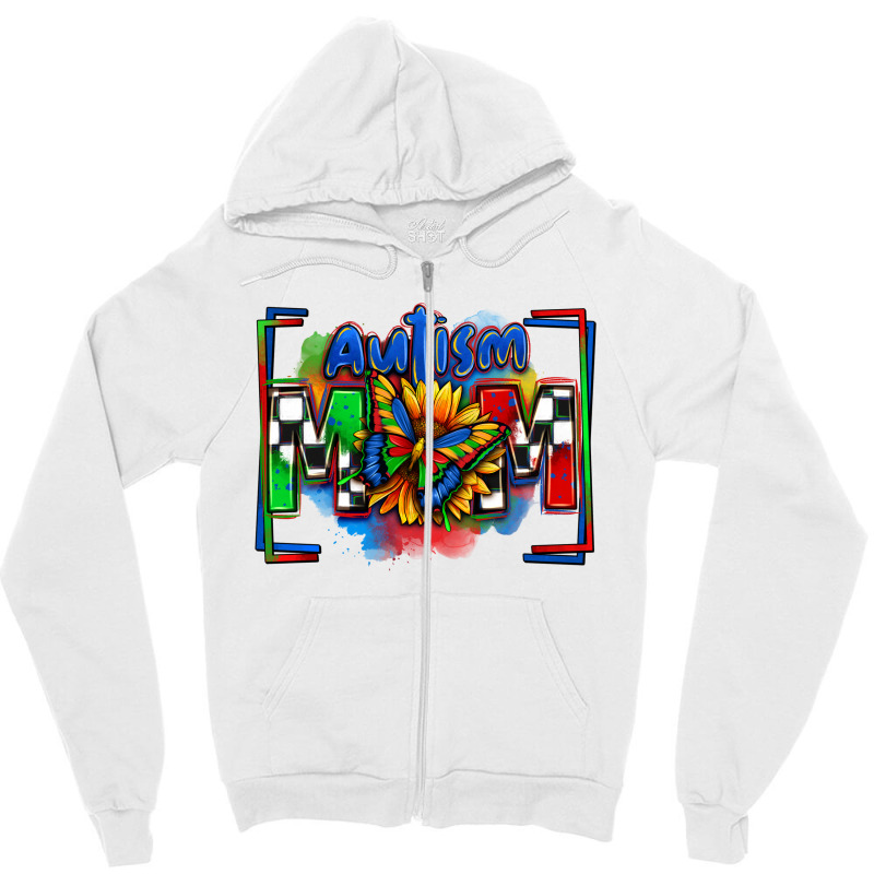 Autism Mom Checkered Flag Zipper Hoodie | Artistshot