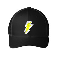 Lightning Bolt Distressed Tshirt White Yellow Graphic Print Mesh Cap | Artistshot