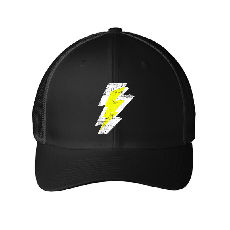 Lightning Bolt Distressed Tshirt White Yellow Graphic Print Mesh cap by sosieclaton | Artistshot