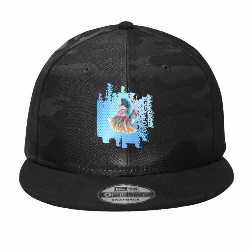 Beta Fish T  Shirt Beta Fish Blue With Rainbow Tail On Blue T  Shirt Camo Snapback | Artistshot