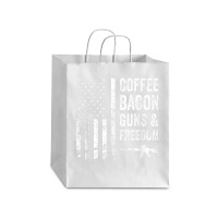 Coffee Bacon Guns And Freedom   Bbq Grill Funny Gun Usa Flag T Shirt Debie Paper Bag - 10 X 5 X 13 | Artistshot