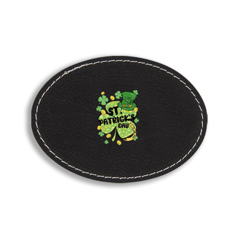 St. Patrick's Day Shamrock Oval Leatherette Patch | Artistshot