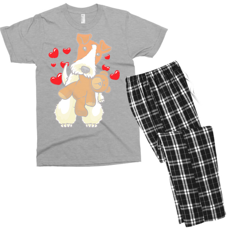 Gift Idea T  Shirt Fox Terrier Wirehaired Dog With Stuffed Animal T  S Men's T-shirt Pajama Set | Artistshot