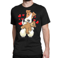 Gift Idea T  Shirt Fox Terrier Wirehaired Dog With Stuffed Animal T  S Classic T-shirt | Artistshot