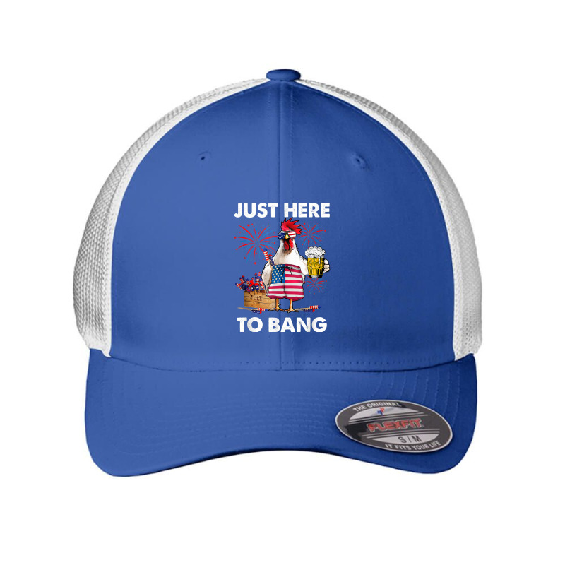 Just Here To Bang Usa Flag Funny 4th Of July Chicken Beer T Shirt Mesh Cap | Artistshot