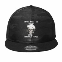 I Drink I Grill And Know Things Cookout Bbq Beer Pitmaster Camo Snapback | Artistshot