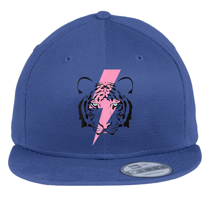 Tiger And Hot Pink Lightning Bolt T Shirt Flat Bill Snapback Cap by AshleyPenez | Artistshot