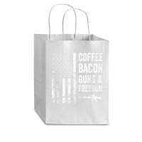 Coffee Bacon Guns And Freedom   Bbq Grill Funny Gun Usa Flag T Shirt Cub Paper Bag - 8 X 4 1/2 X 10 1/4 | Artistshot