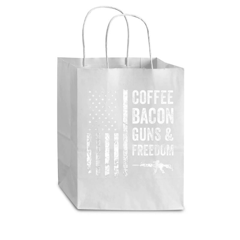 Coffee Bacon Guns And Freedom   Bbq Grill Funny Gun Usa Flag T Shirt Cub Paper Bag - 8 X 4 1/2 X 10 1/4 | Artistshot