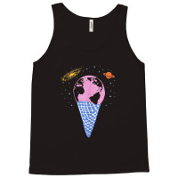 Quirky Earth Ice Cream Cone Saturn Galaxy Pink Blue Orange Tank Top | Artistshot